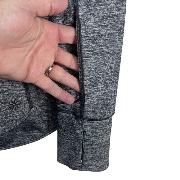 ATHLETA Baja Marled Grey Fill Zip Hooded Top | Medium - Picture 6 of 9